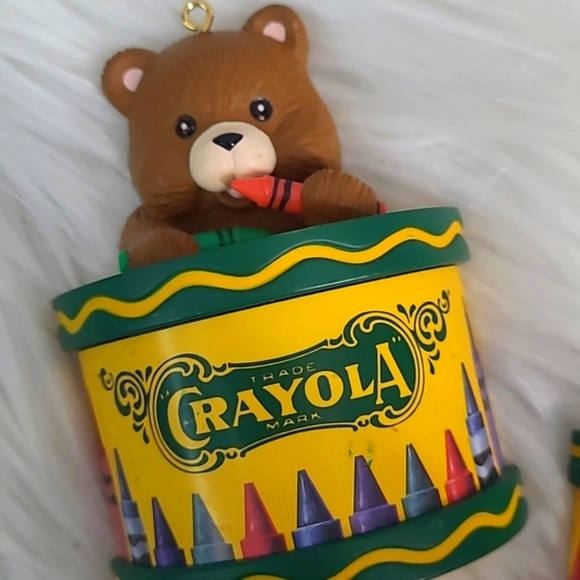 Vintage 90s Crayola Crayons Teddy Bear Teacher Collectible Christmas Ornaments - Picture 5 of 13